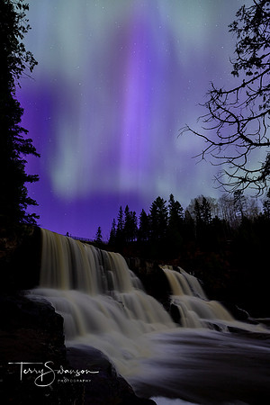 Aurora Over Lower Falls Gooseberry State Park